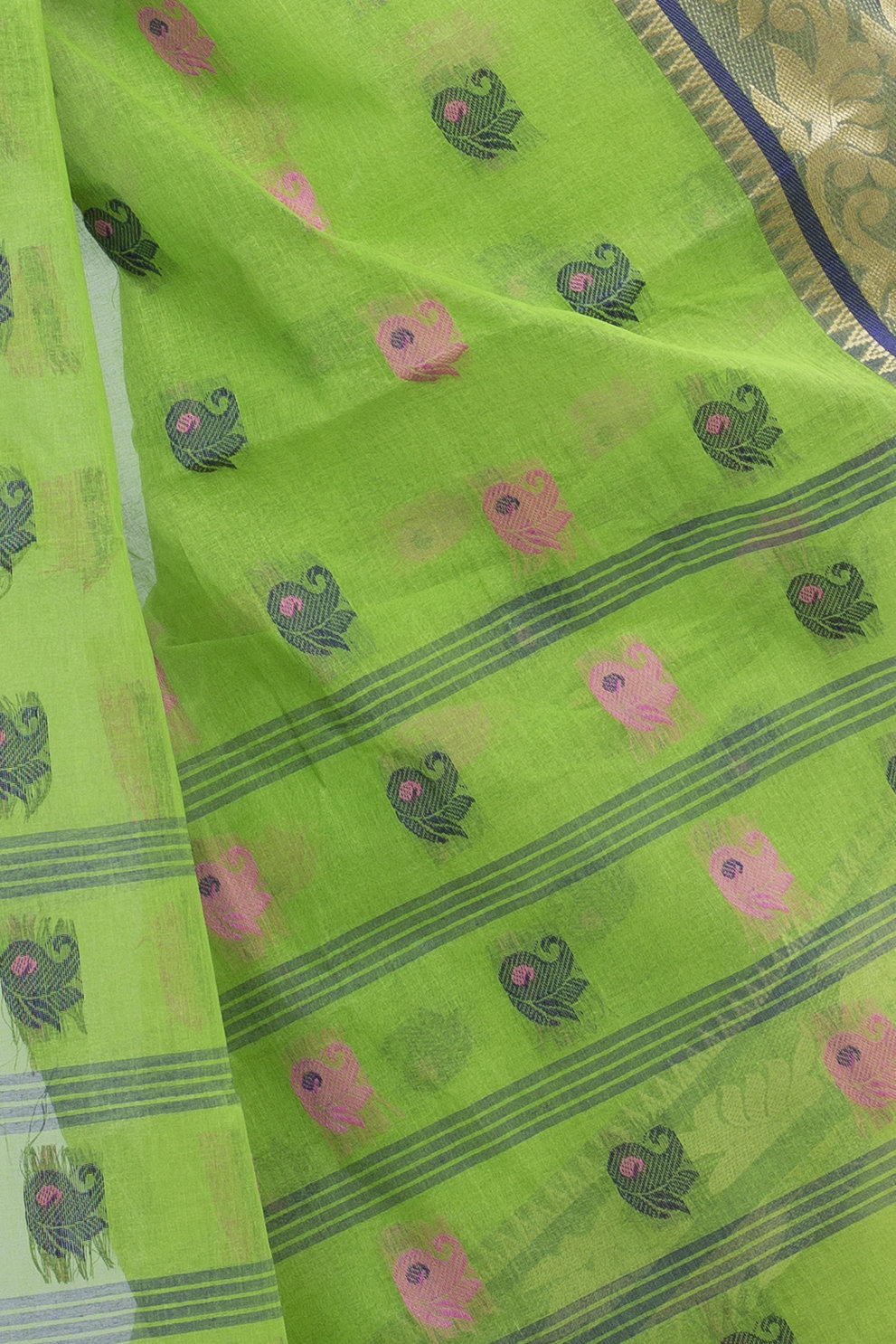 Green Pure Cotton HasFul Tant Saree (785)